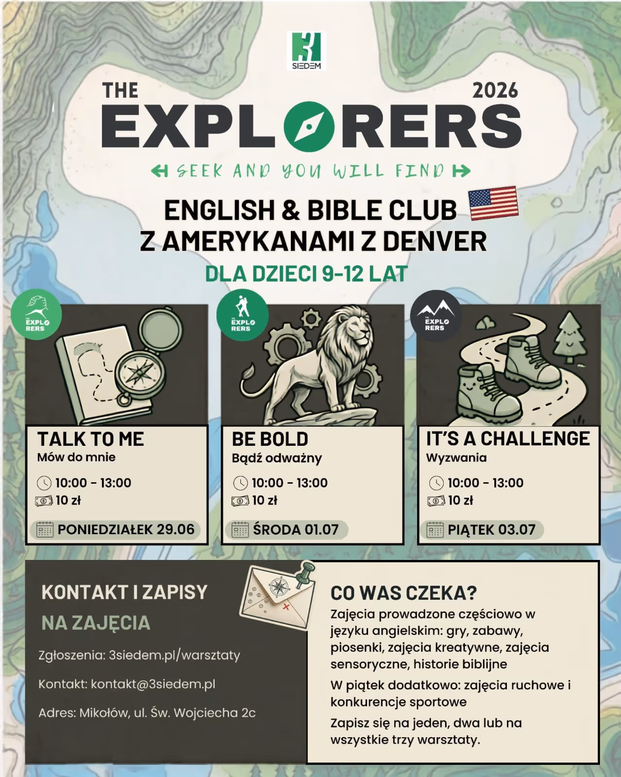 Plakat English & Bible Club 9-12 lat Explorers 2026
