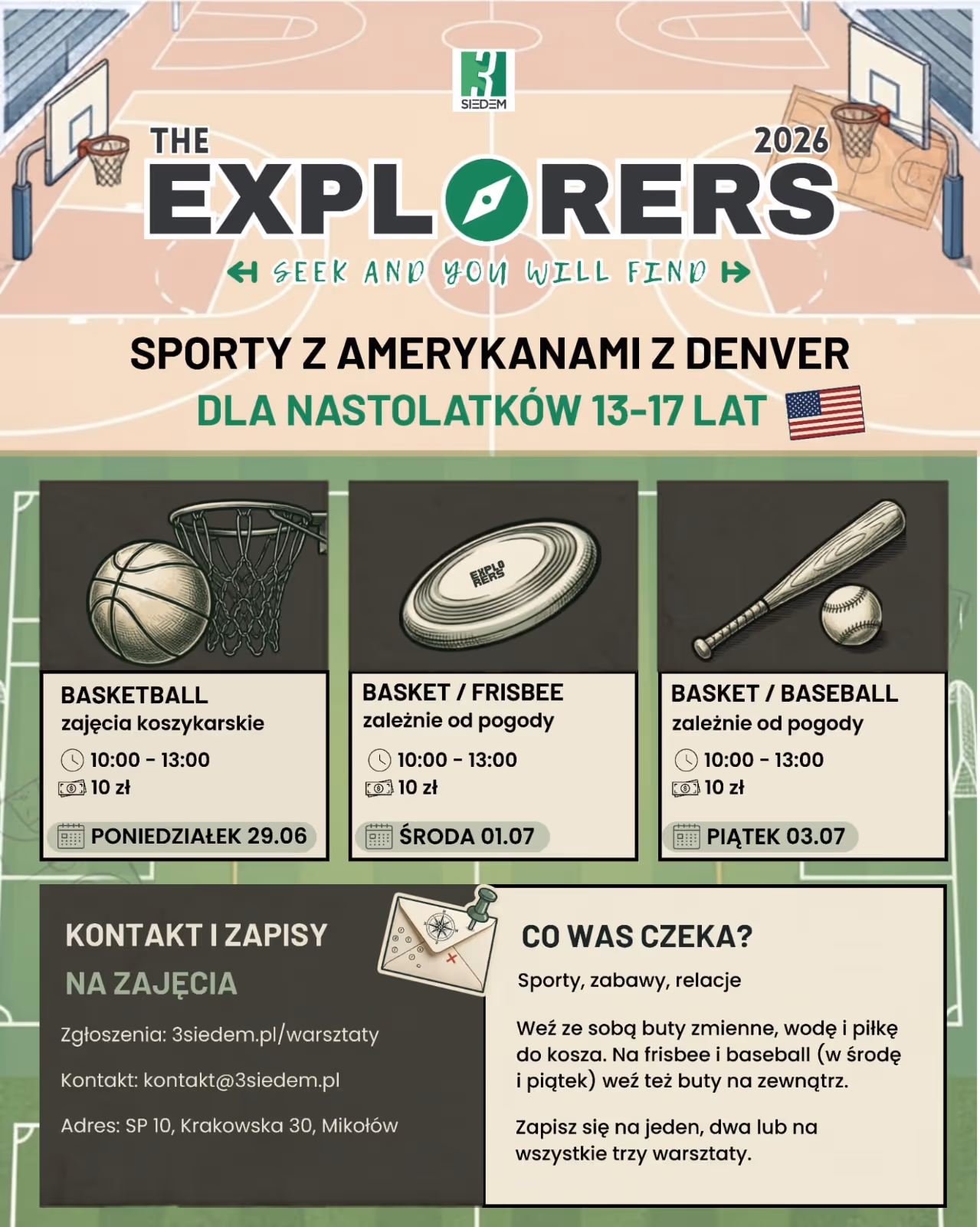 Plakat warsztatów sportowych Explorers 2026